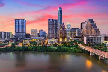 Fototapeta na wymiar Austin, Texas, USA downtown skyline.
