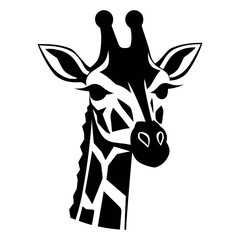 Giraffe head black silhouette portrait logo svg vector