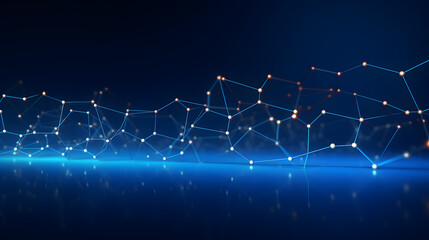 Technology abstract lines and dots connect background with hexagons. Hexagons connection digital data and big data concept. Hex digital data visualization. Vector illustration
