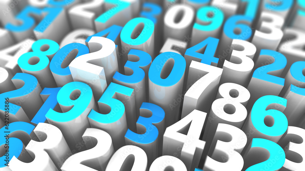 Poster abstract 3d illustration of random numbers background
