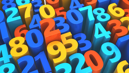 3d illustration of numbers chaos background