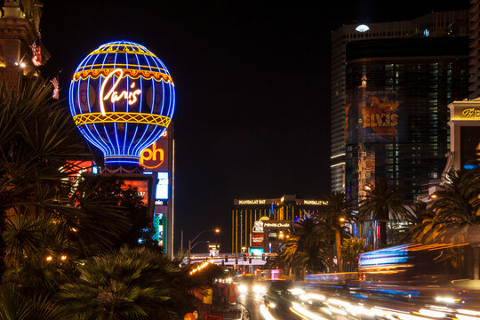 Las Vegas Strip road, Nevada. Night view