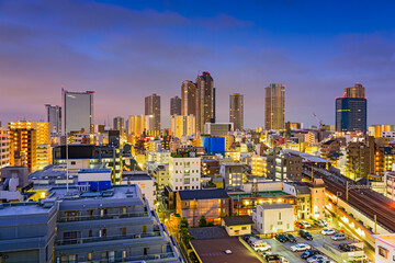 Kawasaki, Japan skyline at night. - obrazy, fototapety, plakaty