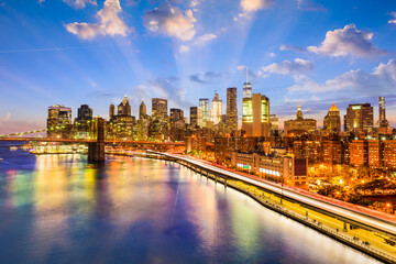 New York City skyline over the East River.