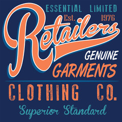 Illustration motorcycle text Retailers genuine garments clothing co, Fashion style spring summer art vector.