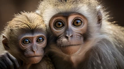 Foto op Aluminium Wildlife zoo safari Africa monkeys animals - Collection close up of group of monkey family with baby portrait © Clipart Collectors