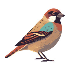 Cute finch perching on white backdrop