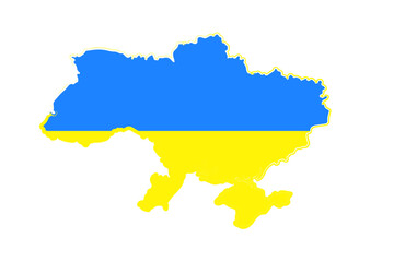 Ukraine map in Ukrainian flag colors
