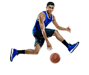one basketball player man Isolated on white background