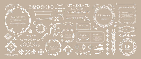 高級感のあるビンテージ調のフレームデザインセット　罫線　枠　ウエディング　ビンテージ　アンティーク	
