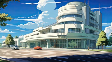 View of the city. AI generated art illustration.