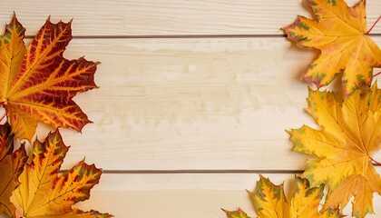 Autumn background, autumn leaves on a wooden background, Generative AI