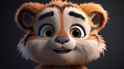 Tiger cute cartoon character. Generative AI