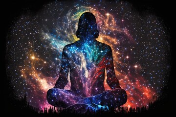 Fototapeta premium Silhouette of human with space. In style of vector illustration. Generative AI