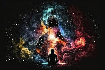 Obraz premium Silhouette of human with space. In style of vector illustration. Generative AI