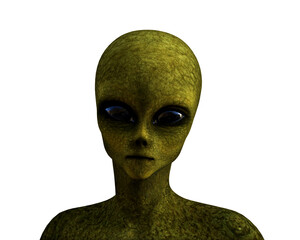3D render of a green alien