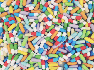 Colorful Vitamin Tablet - 3D illustration