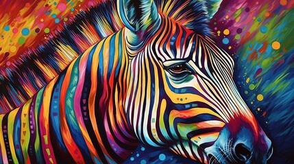 Fototapety  Colorful zebra. Abstract zebra. Colorful background. Generative AI