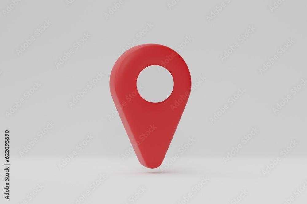 Poster locator mark of map and location pin or navigation icon sign on white background. 3d rendering.