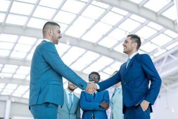 Business partners handshake in office