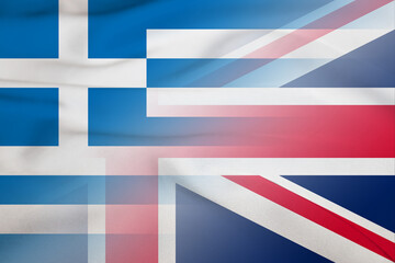 Greece and England government flag international negotiation GBR GRC