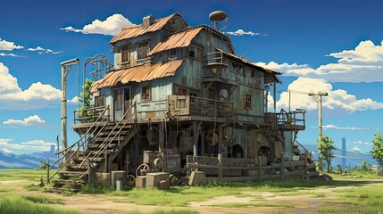 Fototapeta premium Church in the village of the country. AI generated art illustration.