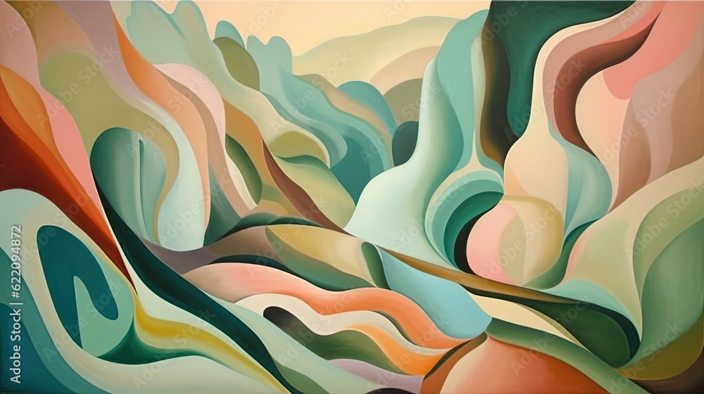 Wall mural abstract surreal pattern in style of vector illustration. generative ai