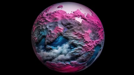 View from above on extraterrestrial fictional planet. Fictional Generative AI