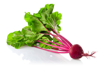New organic beet with Green Leaf, Isolated on White Background