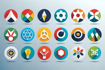 set of colorful icons for design, AI generated.