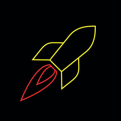 Rocket icon. Symbol of speed, flight or start. Attribute of space or force.
