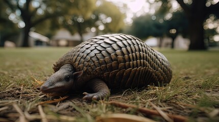 Armadillo in nature. Close-up. Generative AI
