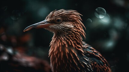 Obraz premium Mesmerizing bird. Close-up. Blur natural habitat background. Generative AI