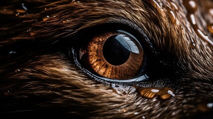 Close-up eye of otter. Close-up eye of an animal. Generative AI