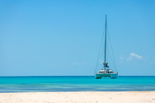Catamaran at the tropical beach of Cuba