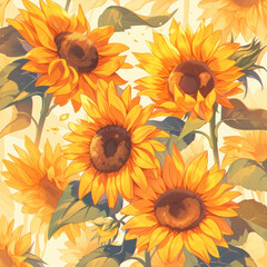 Fototapeta na wymiar pattern with sunflowers
