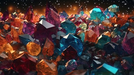 Colorful gems. Crystals. Generative AI
