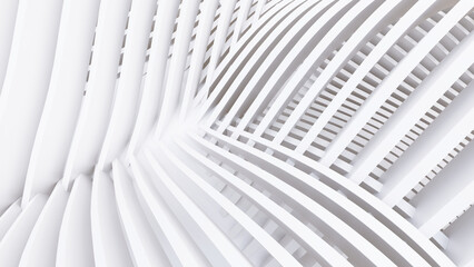 Abstract Curved Shapes. White Circular Background.