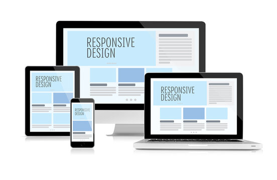 Responsive design on devices isolated on white