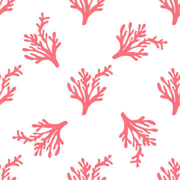 Seamless summer color pattern of abstract shapes.Sea corals. Background design, packaging, fabric. Vector illustration...