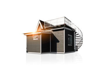 House with sunlight isolated on transparent background.