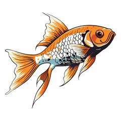 Nautical Elegance: Delicate 2D Illustration Showcasing a Fish Platy