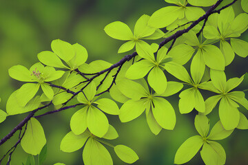 nature based background with leaves and flowers