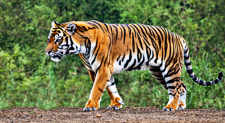 beautiful adult striped tiger in the jungle in high resolution
