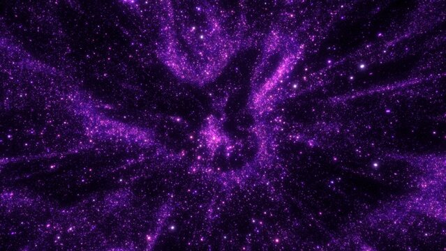 Purple abstract futuristic sparkling festive star dust particle background. 3D illustration design backplate with copy space. Elegance and posh stage glitter backdrop with magic tinsel pixie dust.
