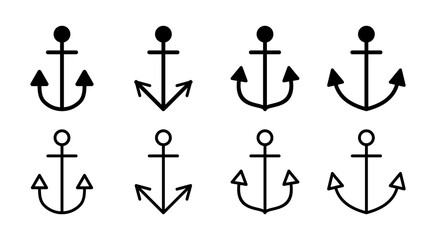 Anchor icon set illustration. Anchor sign and symbol. Anchor marine icon.