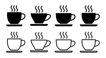 coffee cup icon set illustration. cup a coffee sign and symbol