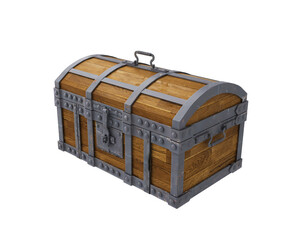 old chest on white background, isolated image