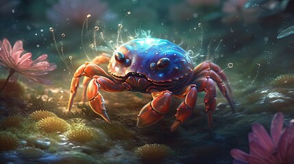 Magical crab creature. Generative AI