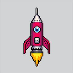 Fototapeta na wymiar Pixel art illustration Rocket. Pixelated Rocket. Rocket space icon pixelated for the pixel art game and icon for website and video game. old school retro.